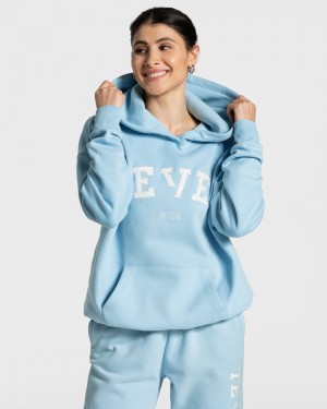 Teveo College Oversized レディース パーカー 青 | YDZ-9123